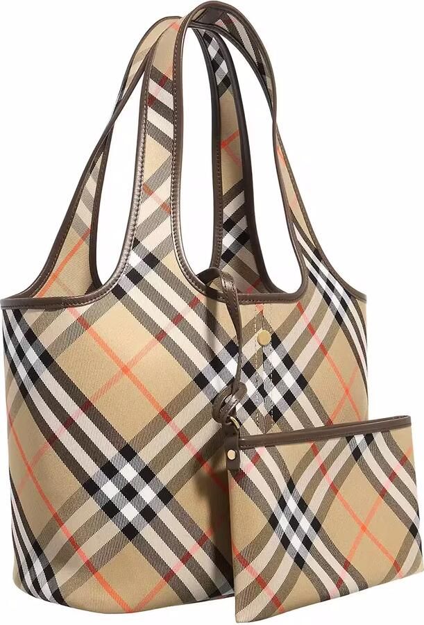 Burberry Schouder Tote Tas met Leren Afwerking en Verwijderbare Pouch Beige Dames - Foto 3