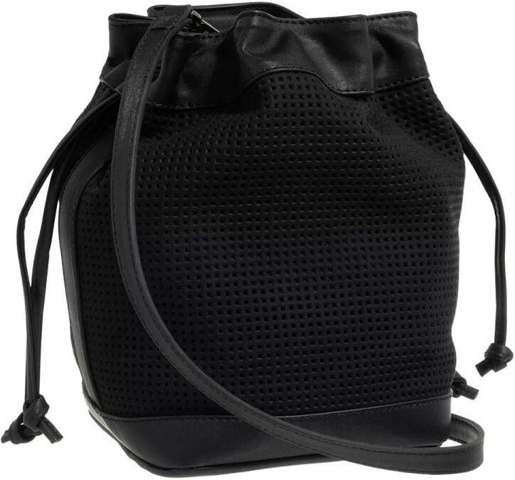 Calvin Klein Satchels Re-Lock Drawstring Bag Small Perf in zwart