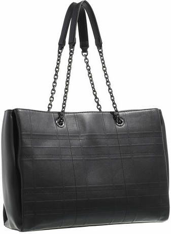 Calvin Klein Zwarte polyester handtas met kettinghandvatten Black Dames