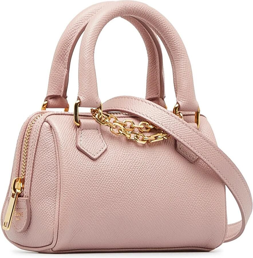 Celine Hobo bags 2023 Mini Grained Leather Chain Boston in poeder roze