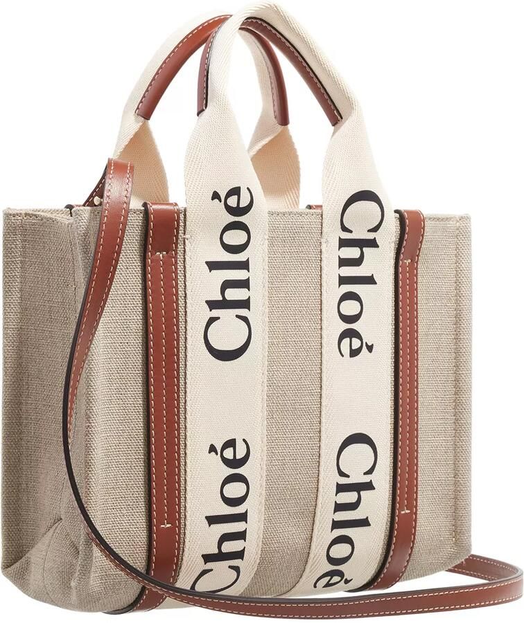 Chloé Stijlvolle Canvas Handtas met Leren Afwerking Brown Dames - Foto 3