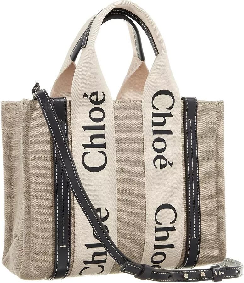 Chloé Linnen Tote Tas met Leren Details Beige Dames - Foto 4