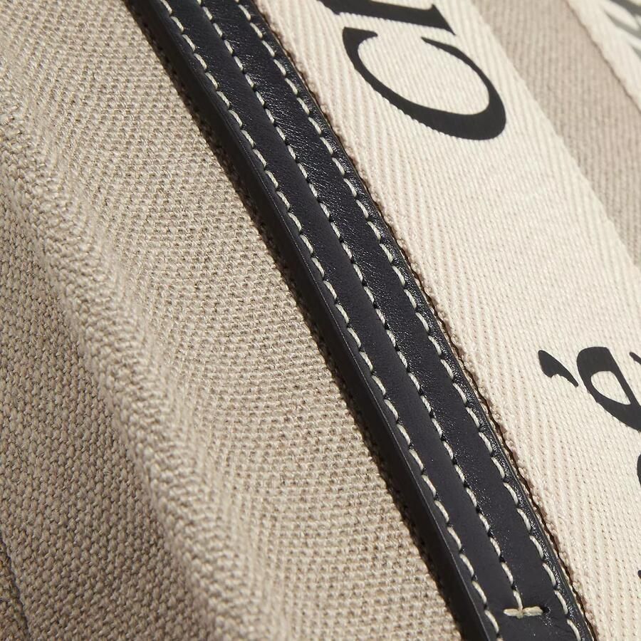 Chloé Linnen Tote Tas met Leren Details Beige Dames - Foto 2