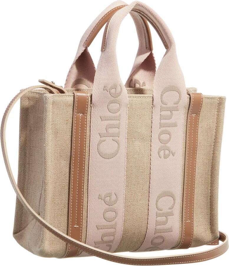 Chloé Beige Canvas Tote Tas met Geborduurd Logoband Beige Dames - Foto 4