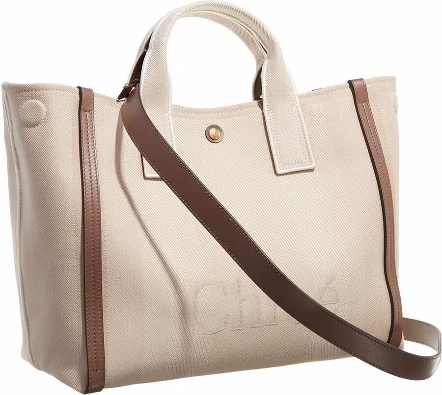 Chloé Logo Print Beige Handtas in Katoenen Canvas Beige Dames - Foto 3