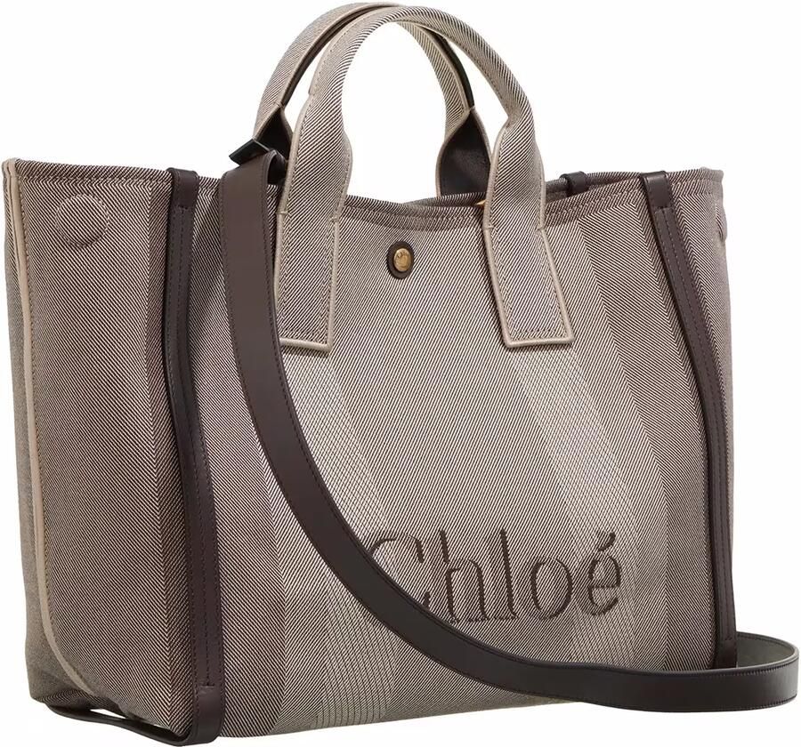 Chloé Katoenen handtas met leren details Gray Dames - Foto 4