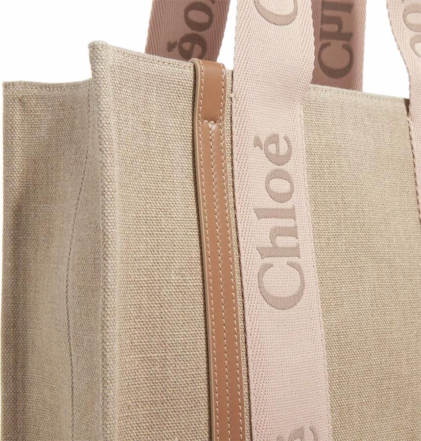 Chloé Canvas Tote Bag met geborduurd logotape Beige Dames - Foto 2
