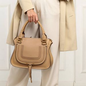Chloé Crossbody bags Marcie Handbag Grained Calfskin Leather in fawn