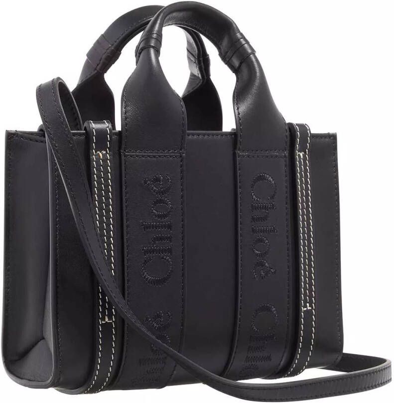 Chloé Woody Tote tas van kalfsleer Black Dames
