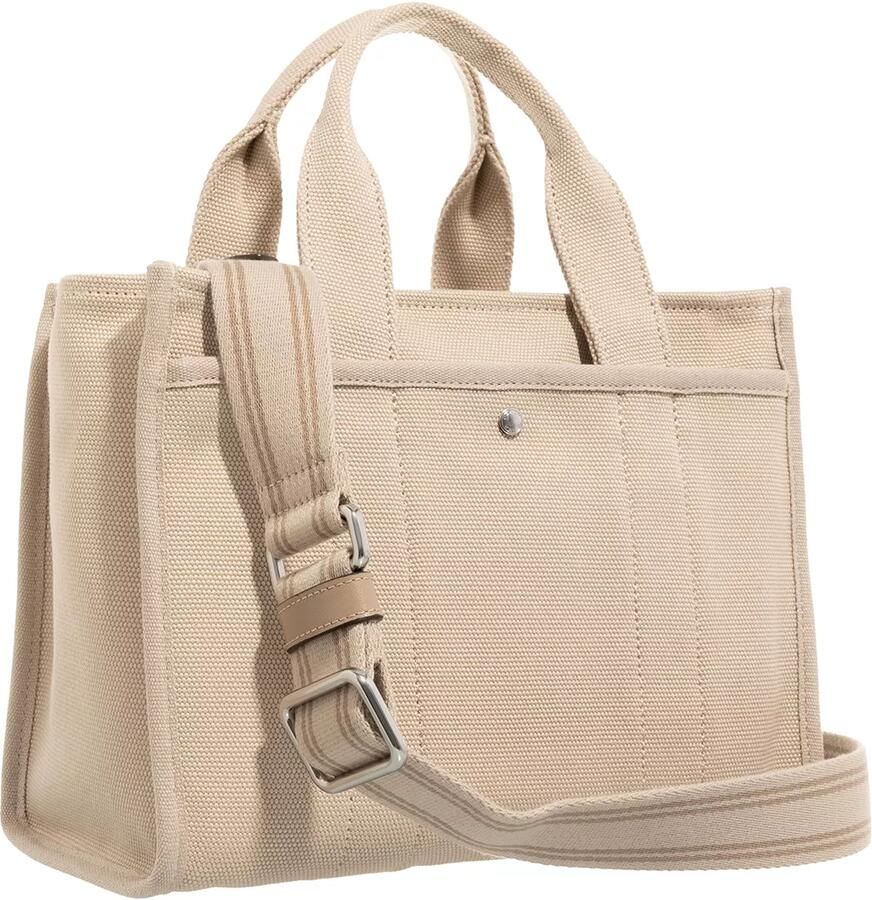 Coach Cargo Tote Kleine Zwarte Canvas Handtas Beige Dames