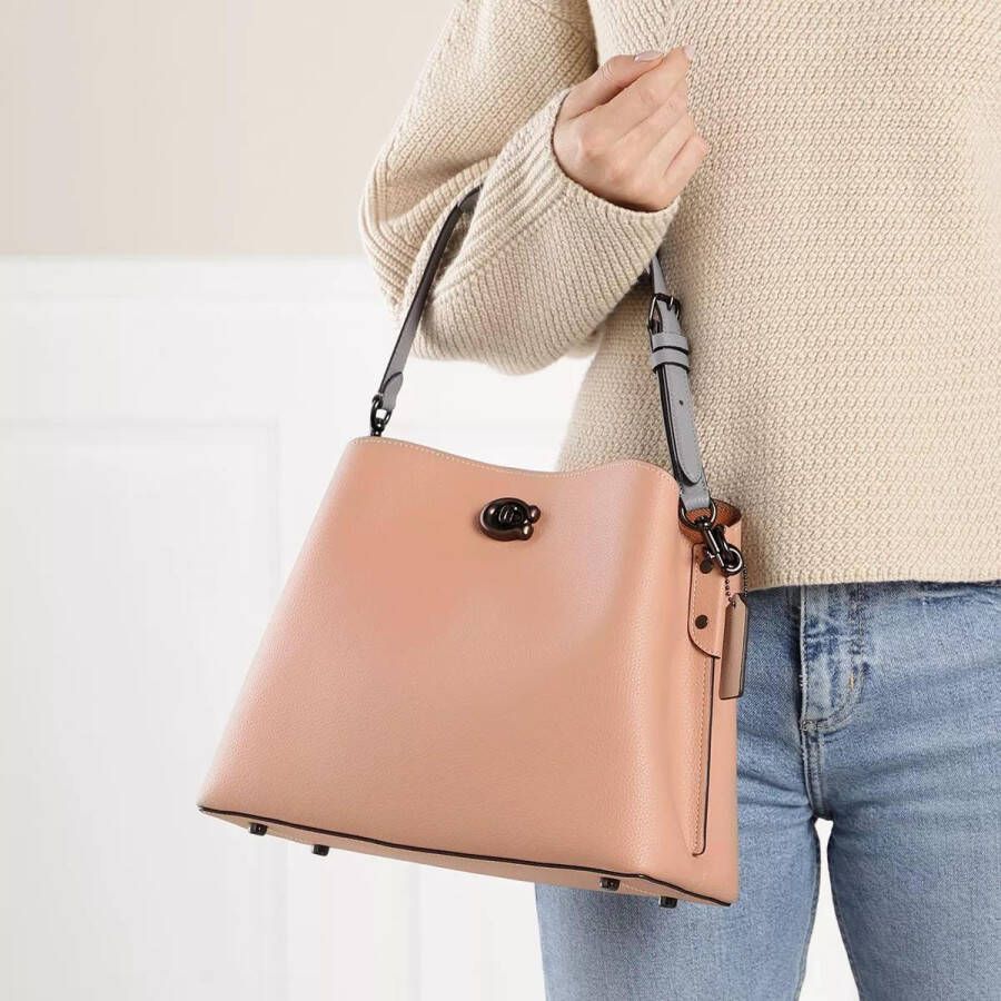 Coach Shoppers Colorblock Leather Willow Shoulder Bag in beige