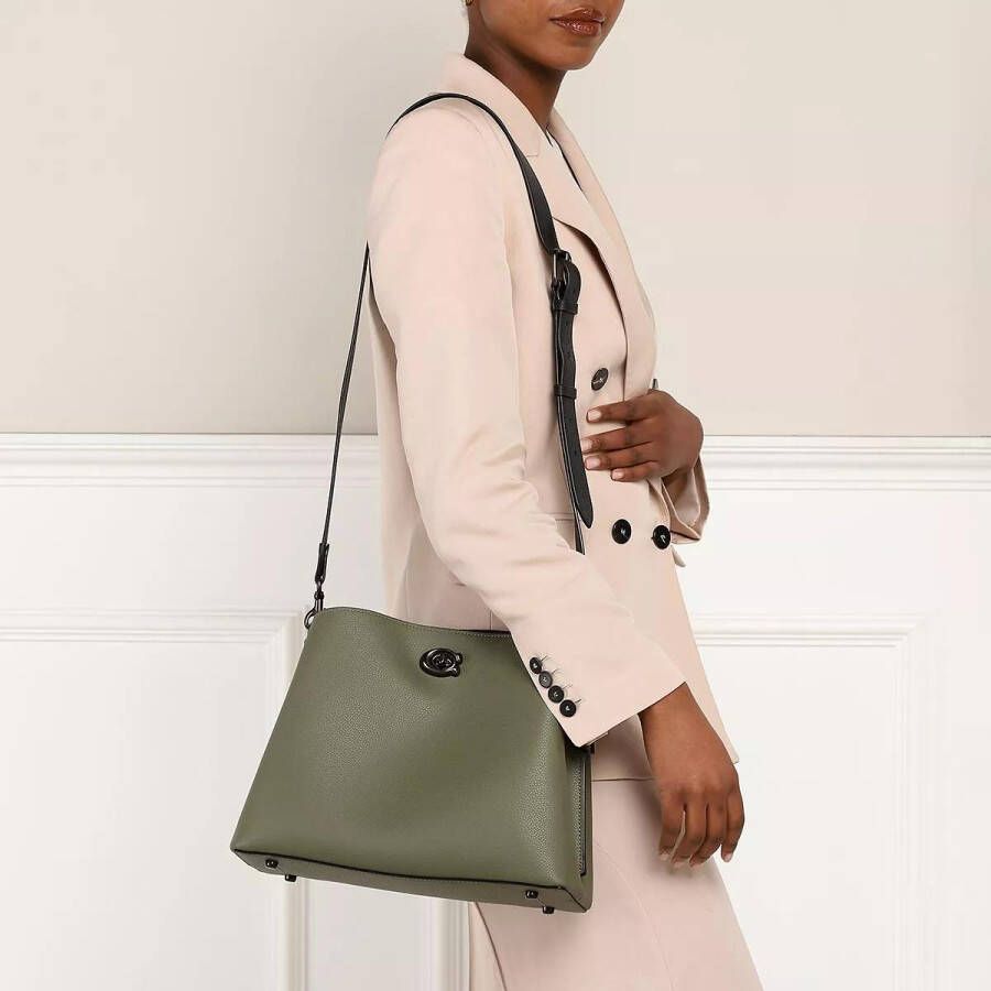 Coach Shoppers Colorblock Leather Willow Shoulder Bag in groen