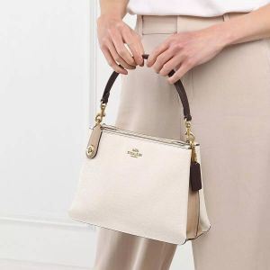 Coach Shoppers Womens Double Zip Shoulder Bag in fawn