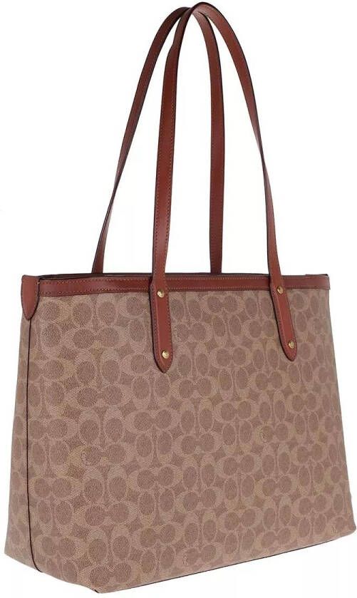 Coach Totes Coated Canvas Signature Central Tote With Zip in bruin