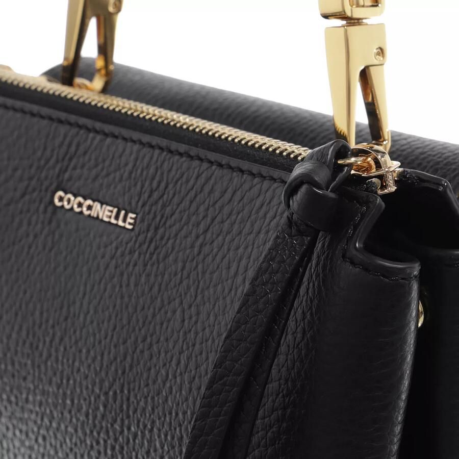 Coccinelle Zwarte Handtas van Pebble Leer met Afneembare Band Black Dames