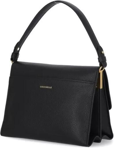 Coccinelle Zwarte Leren Schoudertas met Slot Black Dames
