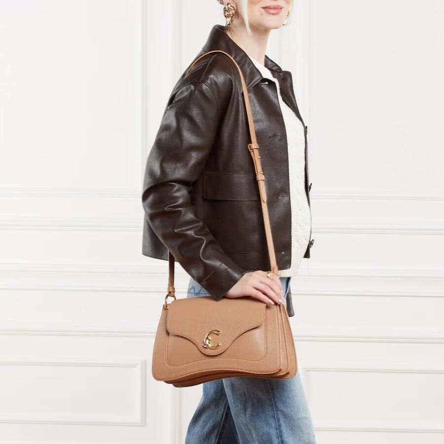 Coccinelle Schoudertas van generfd leer met magnetische klep Beige Dames - Foto 4