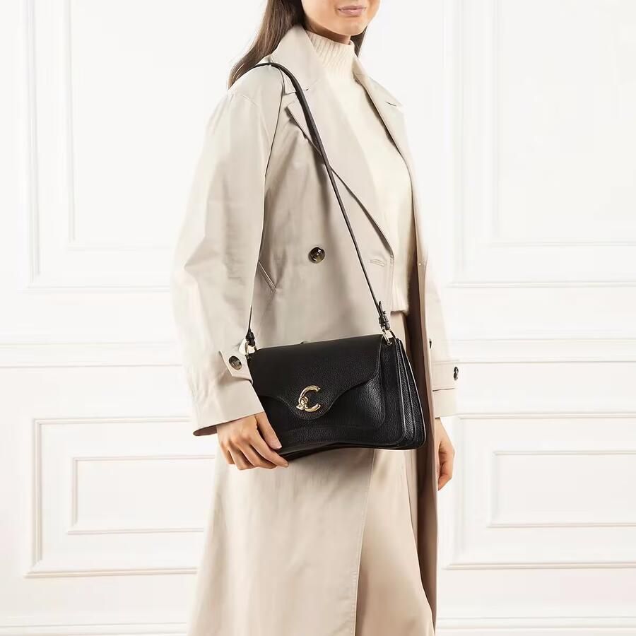 Coccinelle Zwarte Pebbled Leren Handtas Black Dames