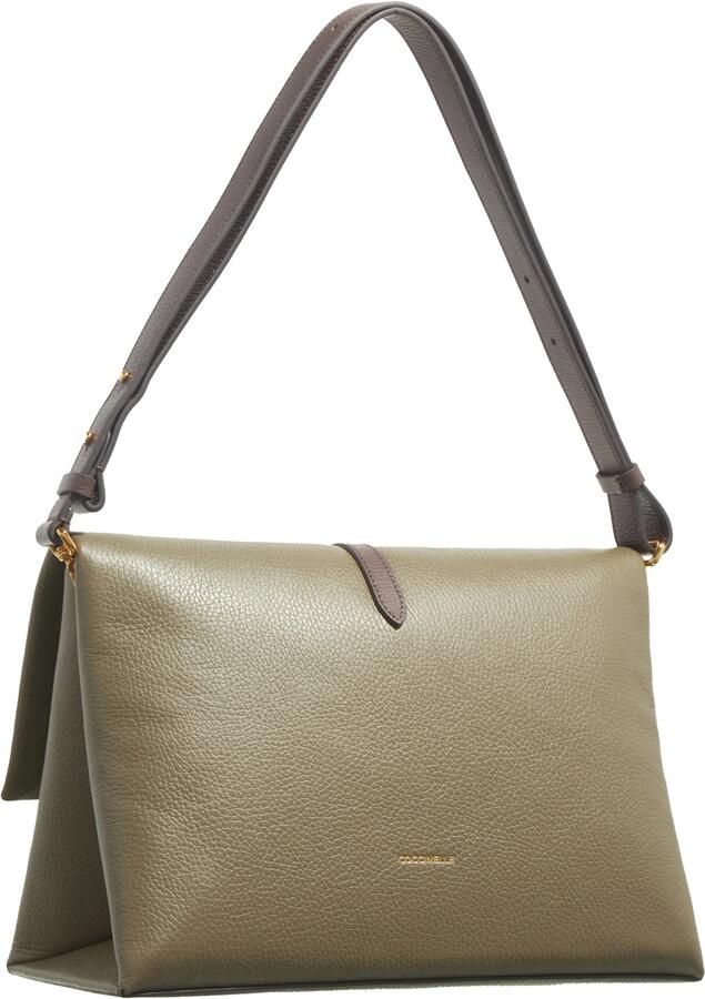 Coccinelle Leren schoudertas met verdeelde compartimenten Green Dames