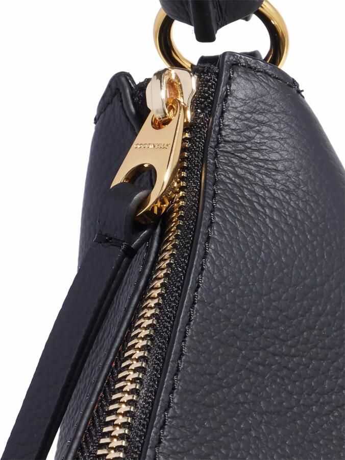 Coccinelle Zwarte leren handtas met geweven handvat Black Dames