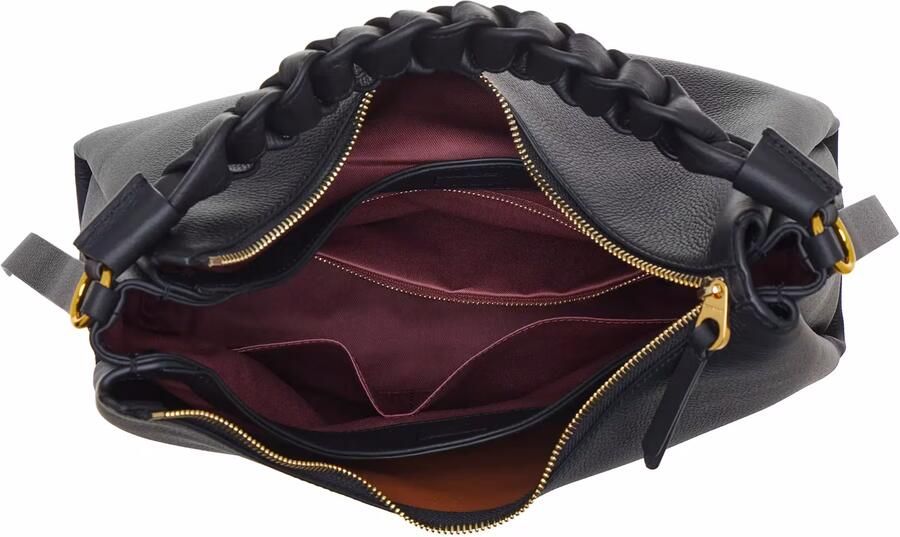 Coccinelle Zwarte leren handtas met geweven handvat Black Dames - Foto 3