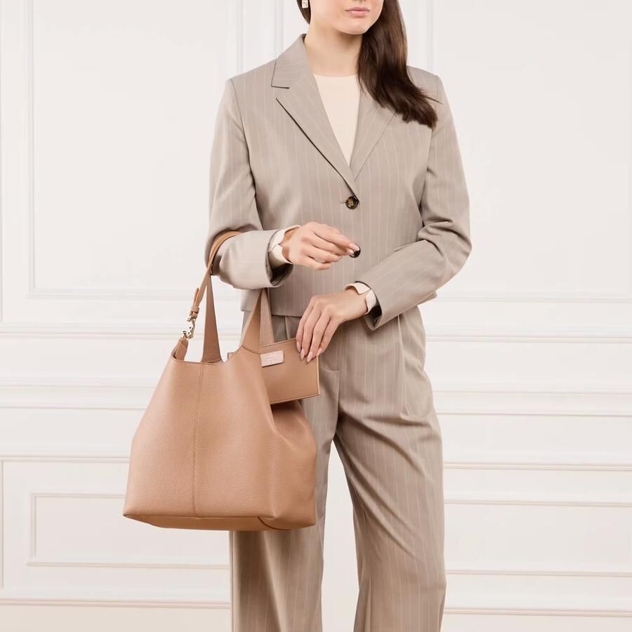 Coccinelle Elegante Nude Leren Handtas Brown Dames