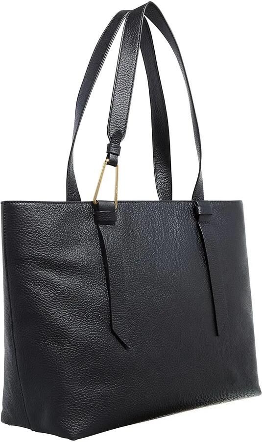 Coccinelle Zwarte leren schoudertas met handvatten Black Dames