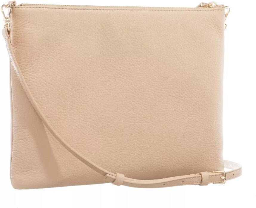 Coccinelle Praktische Leren Crossbody Clutch Beige Dames