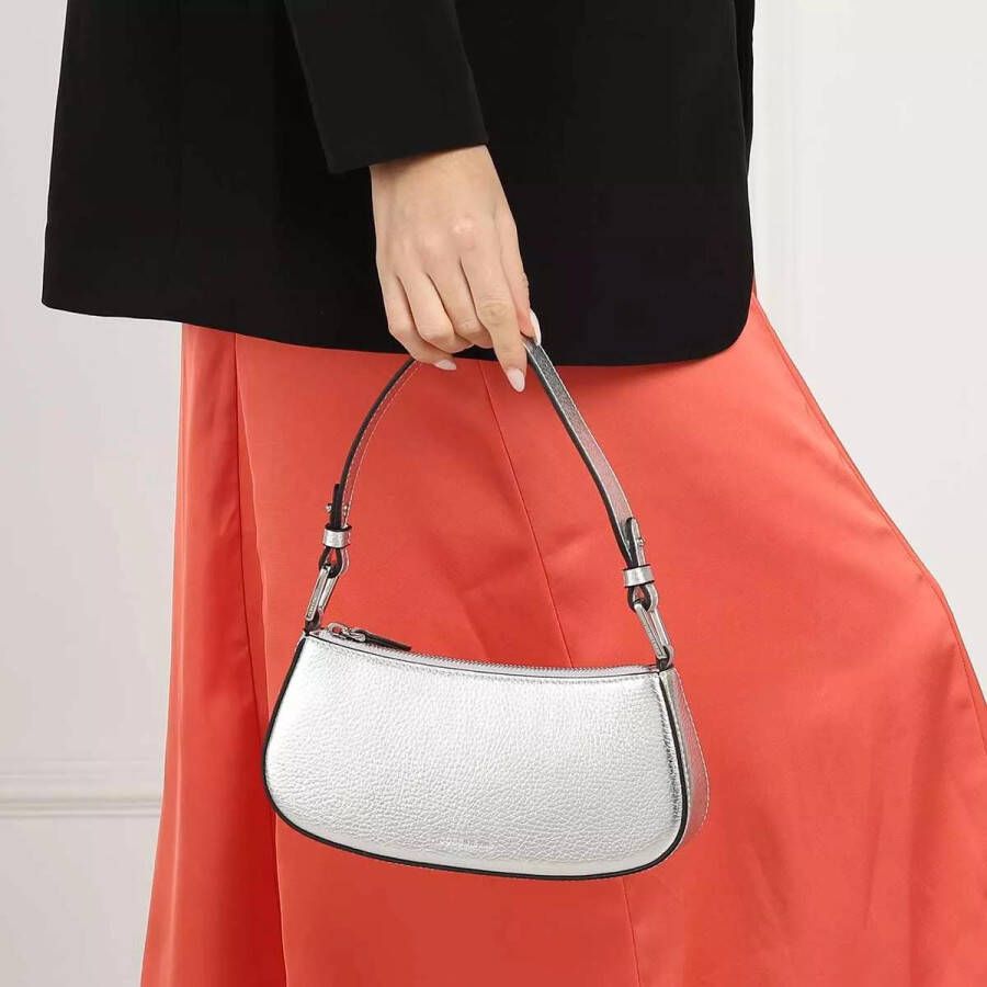 Coccinelle Zilveren Schoudertas met Ritssluiting Gray Dames