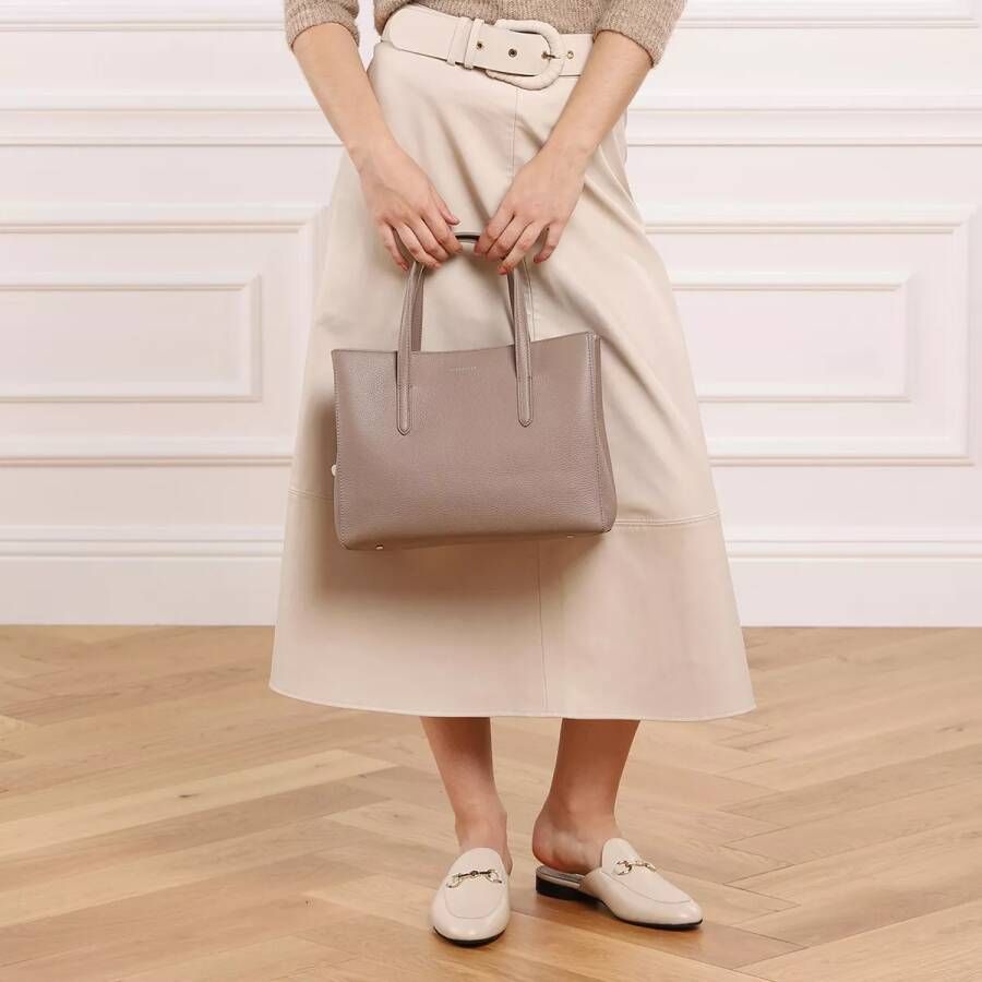 Coccinelle Leren Schoudertas met Clip- en Ritssluiting Beige Dames