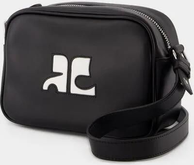 Courrèges Hobo bags Reedition Camera Crossbody Leather Black in zwart - Foto 7