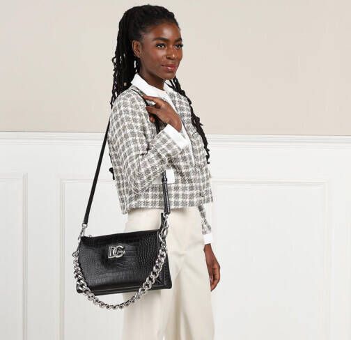 Dolce&Gabbana Crossbody bags Tris Medium Croc Shoulder Bag in black