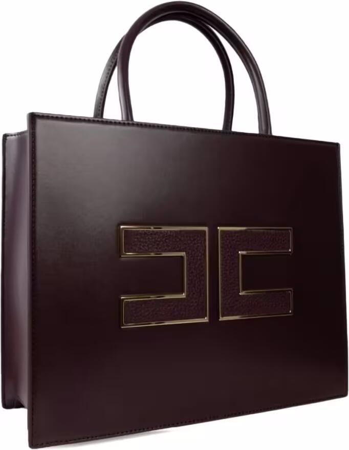 Elisabetta Franchi Crossbody bags Structured Handbag With Prominent Logo Embellishme in zwart