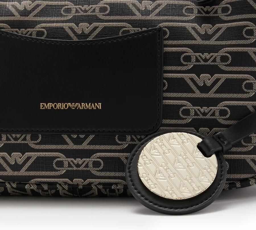 Emporio Armani Monogram Logo Eagle Baguette Crossbody Black Dames