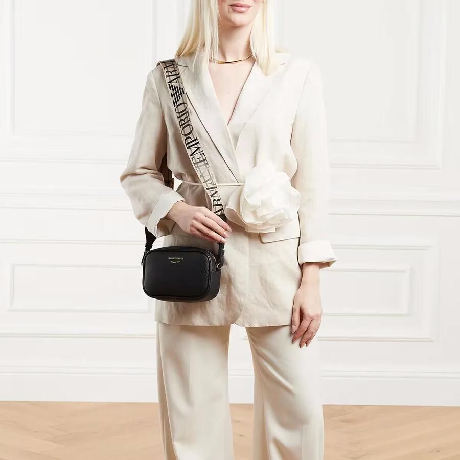 Emporio Armani Zwarte Mini Tas met Verstelbare Band en Logo Lettering Black Dames