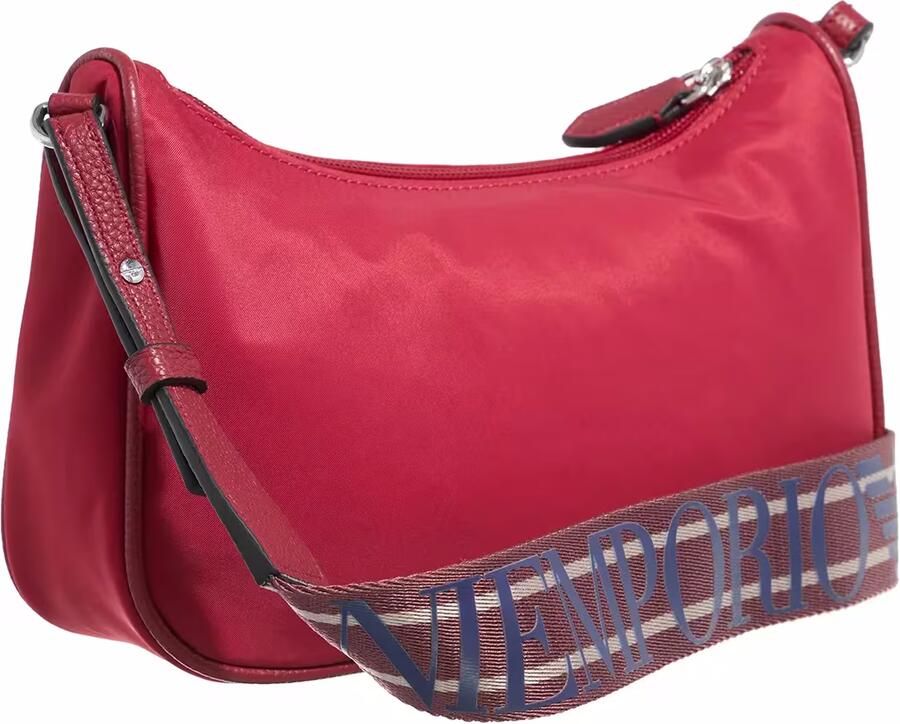 Emporio Armani Nylon Adelaar Plaque Rits Schoudertas Red Dames