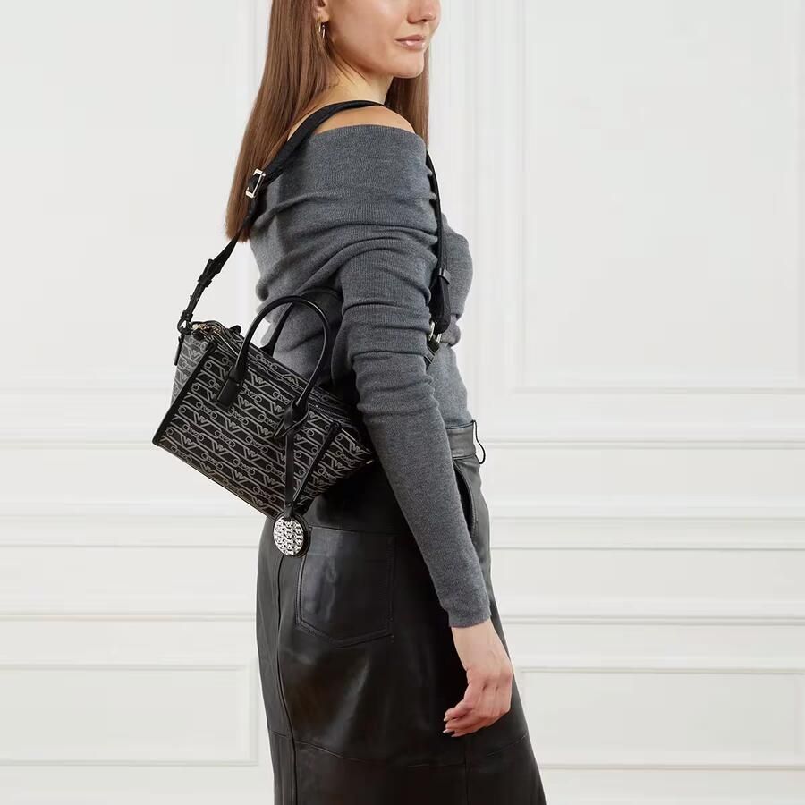 Emporio Armani Zwarte Monogram Logo Winkel Tas met Verstelbare Band Black Dames - Foto 4