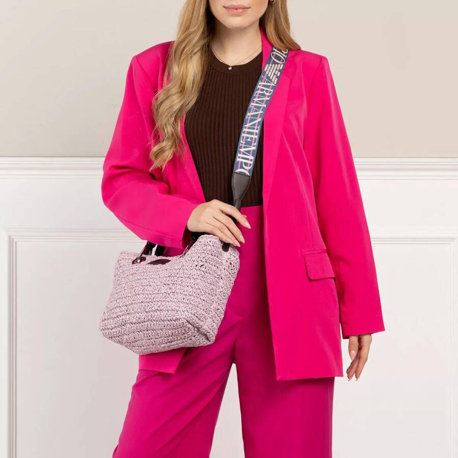 Emporio Armani Shoppers Shopping S Paglia in poeder roze