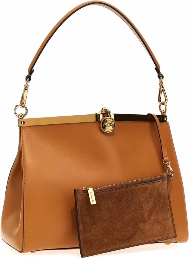 ETRO Iconische Medium Leren Tas met Metalen Sluiting Brown Dames