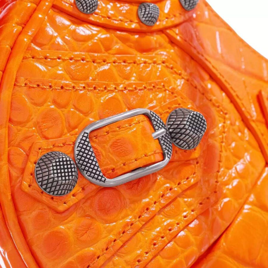 Balenciaga Crossbody bags Le Cagole XS Shoulder Bag Crocodile Embossed in oranje
