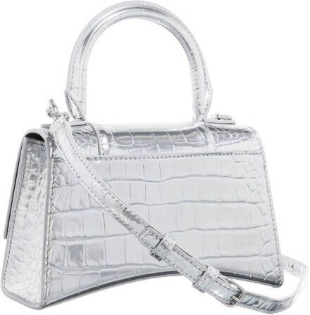 Balenciaga Satchels Hourglass Metallic Finish Crocodile Embossed in zilver