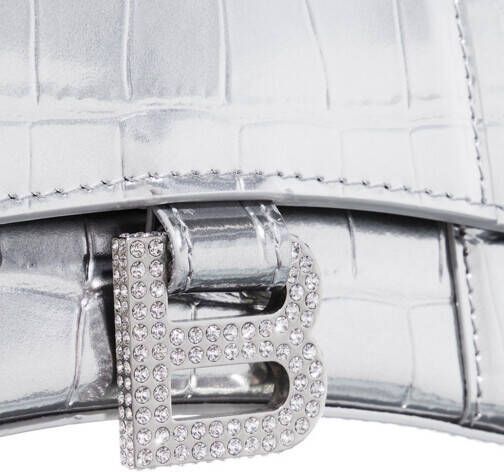 Balenciaga Satchels Hourglass Metallic Finish Crocodile Embossed in zilver