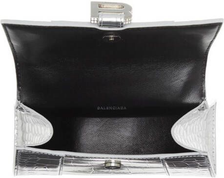 Balenciaga Satchels Hourglass Metallic Finish Crocodile Embossed in zilver