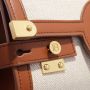 Balmain Ecru canvas B-Buzz 23 clutch with brown leather panels Beige Dames - Thumbnail 10