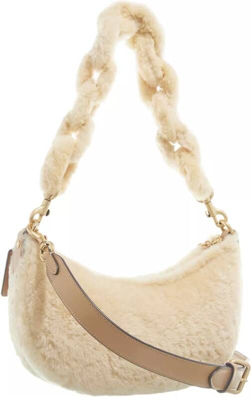 Coach Pochettes Shearling Mira Shoulder Bag With Chain in beige
