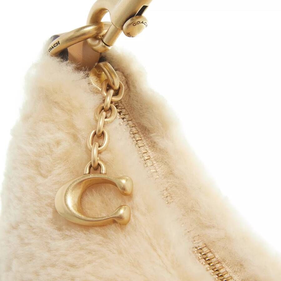 Coach Pochettes Shearling Mira Shoulder Bag With Chain in beige