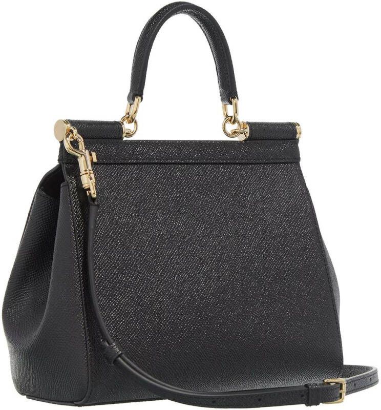 Dolce&Gabbana Satchels Small Sicily Bag Dauphine Leather in zwart