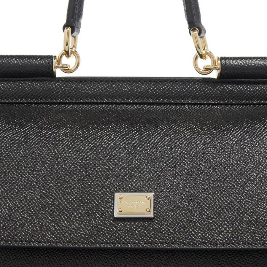 Dolce&Gabbana Satchels Small Sicily Bag Dauphine Leather in zwart