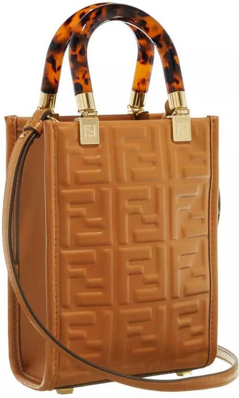 Fendi Satchels Sunshine Mini Shopping Bag FF in bruin