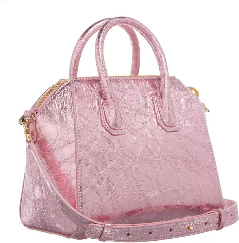 Givenchy Totes Mini Antigona Bag In Laminated Leather in poeder roze